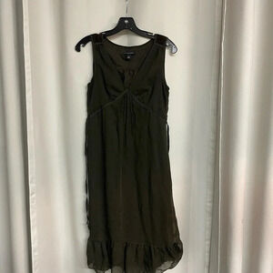 Banana Republic sleeveless dark green dress w/“velour” on back shoulder size 0